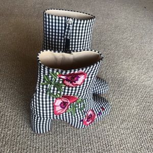 Topshop gingham block heel ankle boots